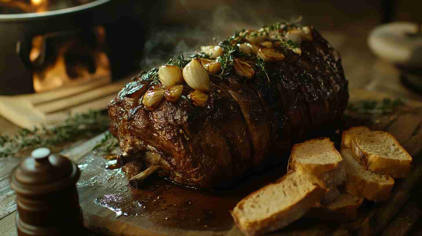 Simple Crock Pot Arm Roast with Roasted Garlic and Herbs