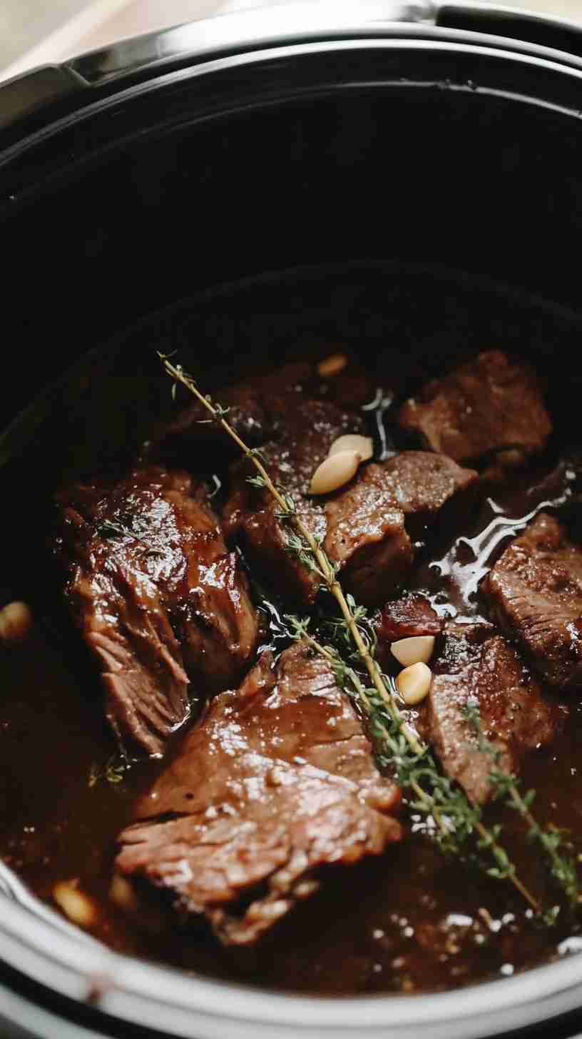 Simple Crock Pot Arm Roast with Roasted Garlic and Herbs