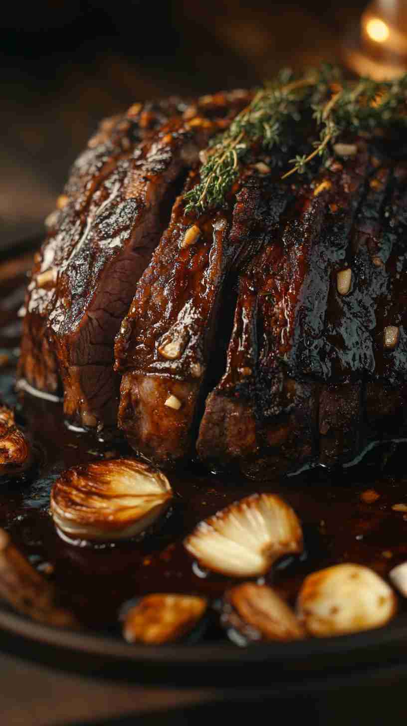 Simple Crock Pot Arm Roast with Roasted Garlic and Herbs