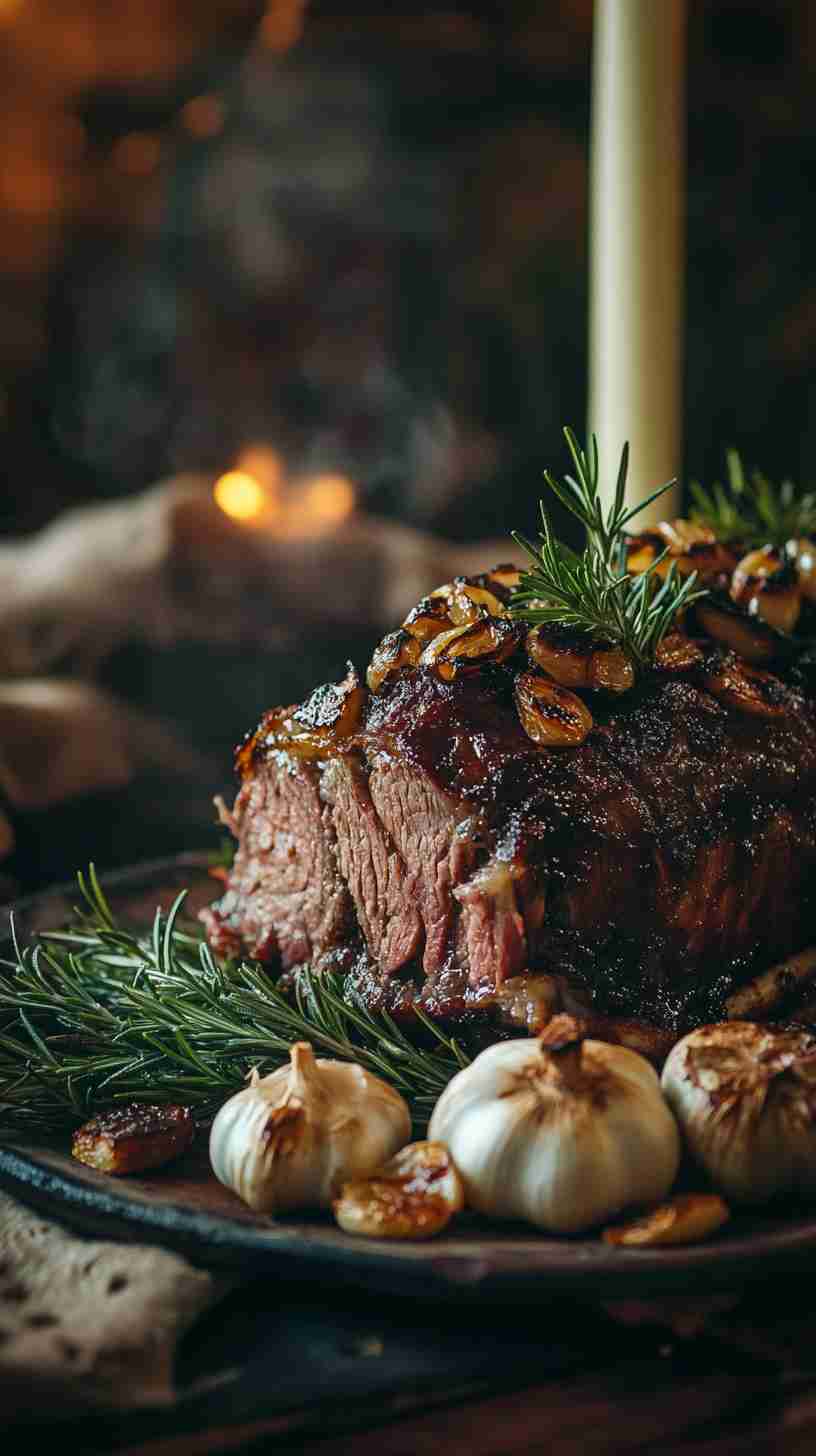 Simple Crock Pot Arm Roast with Roasted Garlic and Herbs