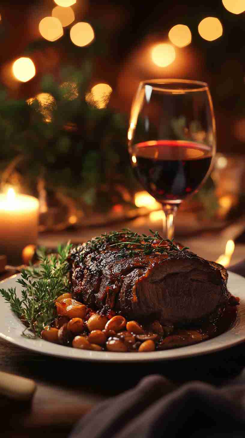 Slow-Cooked Arm Roast with Red Wine and Fresh Herbs