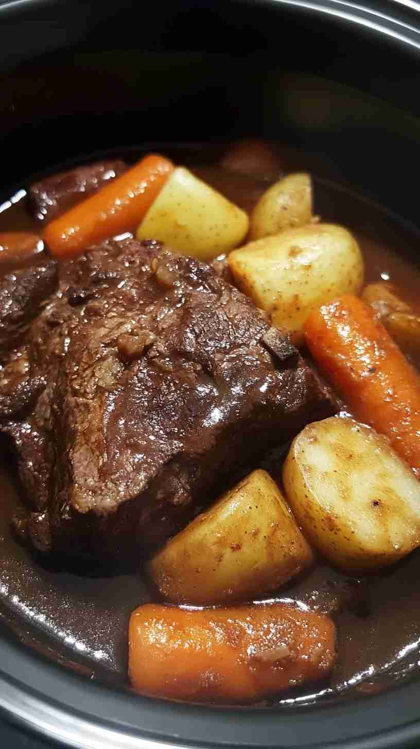 Slow Cooked Beef Arm Roast with Potatoes & Carrots