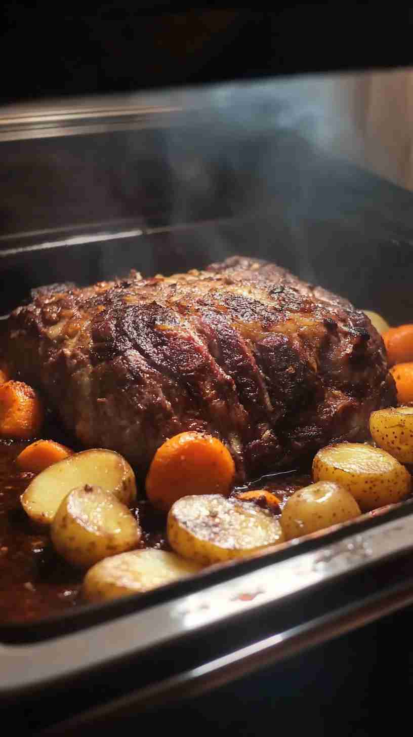 Slow Cooked Beef Arm Roast with Potatoes & Carrots