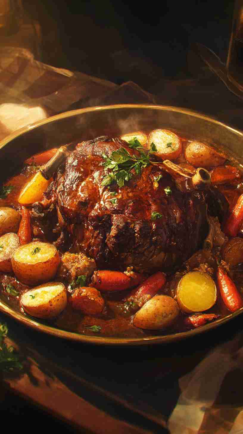 Slow Cooked Beef Arm Roast with Potatoes & Carrots