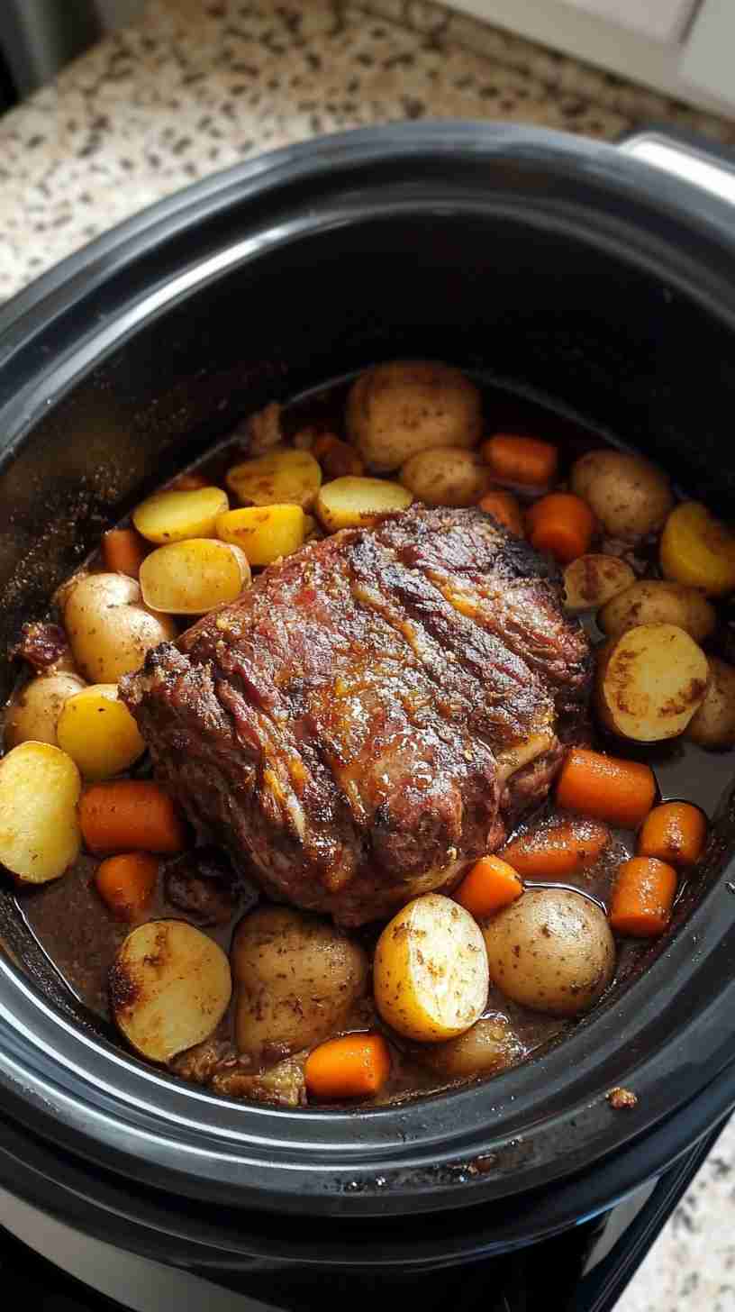 Slow Cooked Beef Arm Roast with Potatoes & Carrots