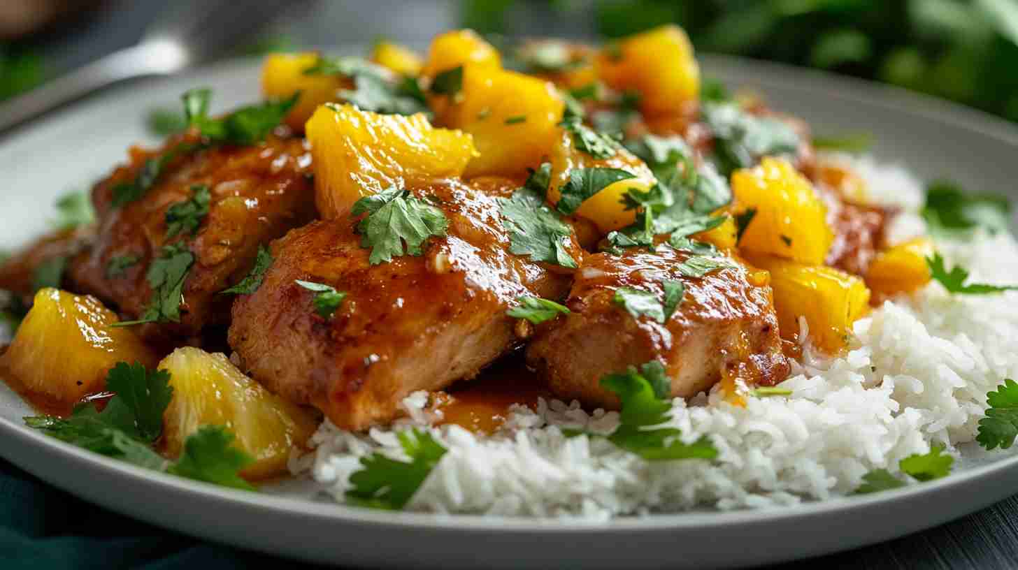 Slow Cooked Pork Tenderloin with Tangy Pineapple Sauce