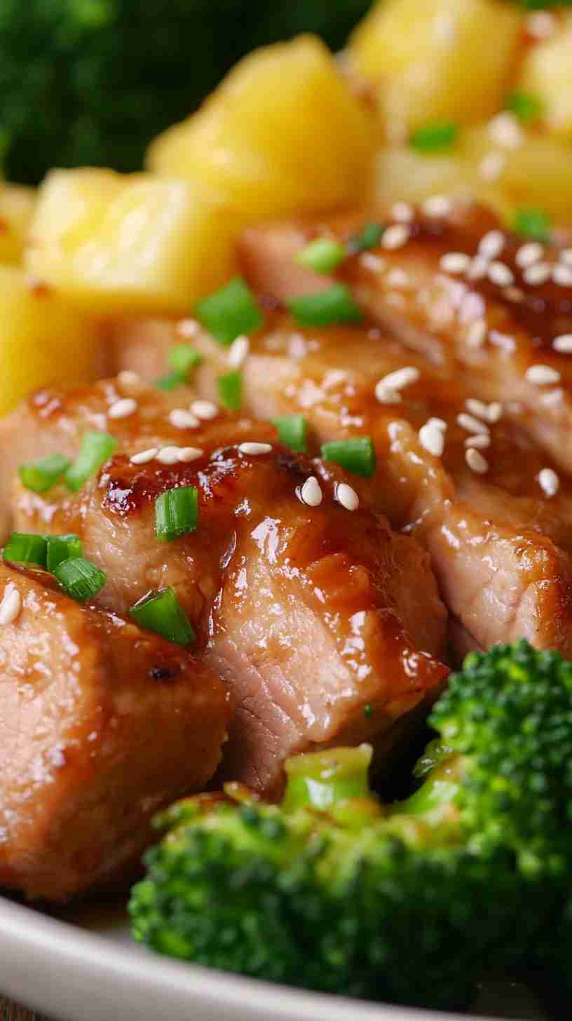 Slow Cooked Pork Tenderloin with Tangy Pineapple Sauce