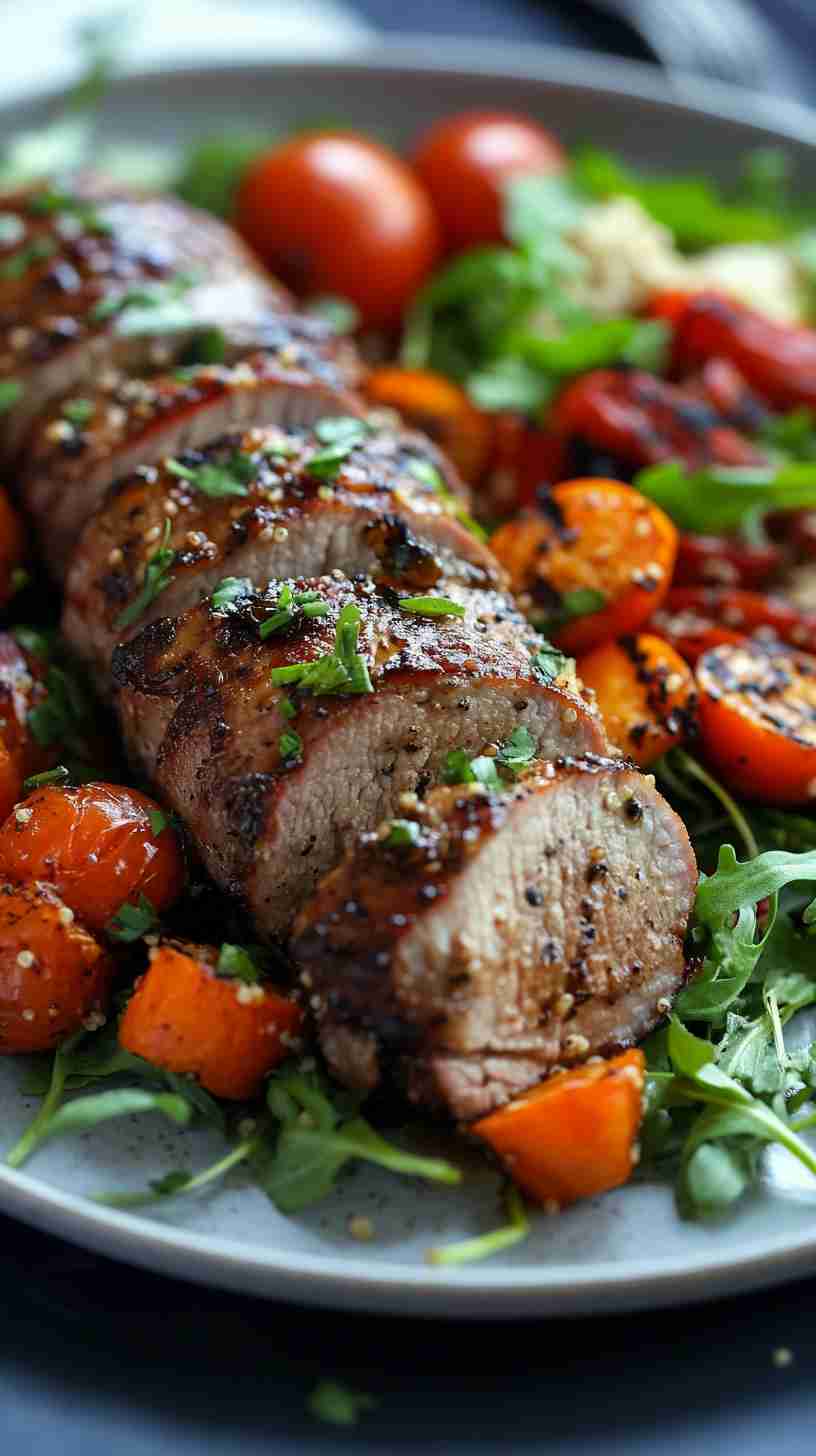 Slow Cooker Balsamic Pork Tenderloin with Roasted Veggies