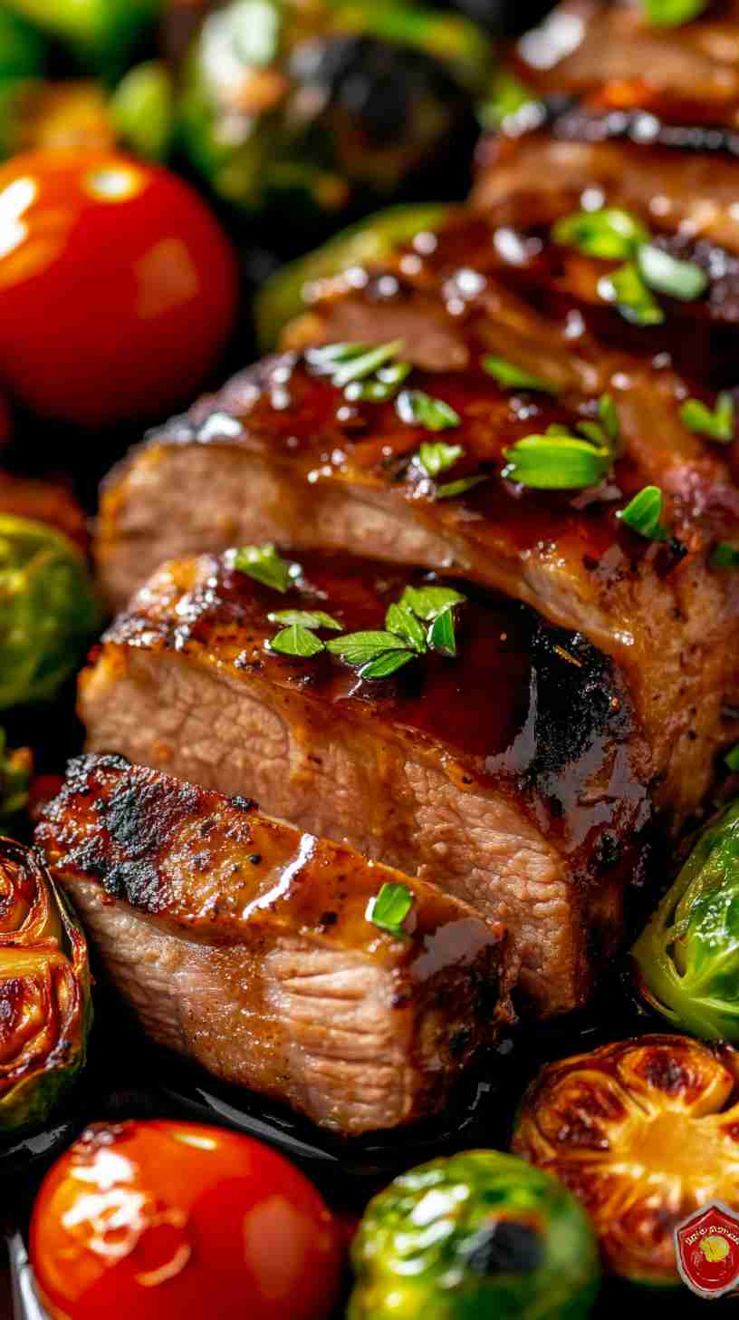 Slow Cooker Balsamic Pork Tenderloin with Roasted Veggies