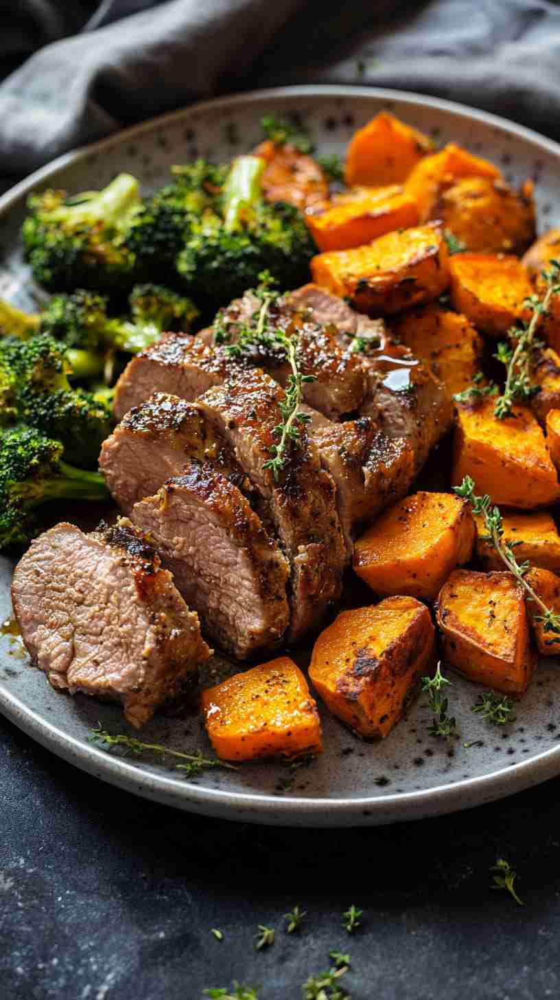 Slow Cooker Balsamic Pork Tenderloin with Roasted Veggies