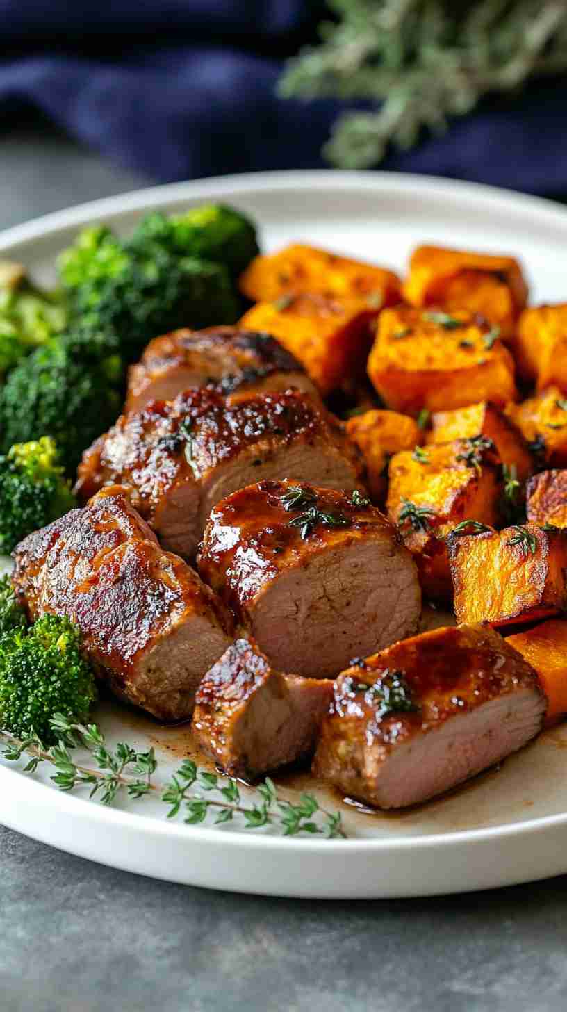 Slow Cooker Balsamic Pork Tenderloin with Roasted Veggies