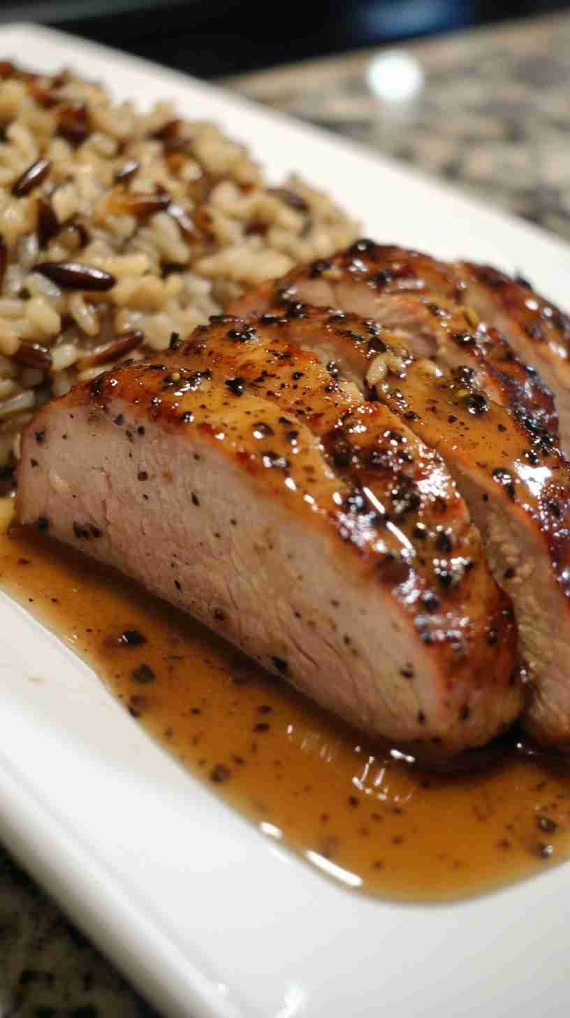 Slow Cooker Maple Dijon Glazed Pork Tenderloin