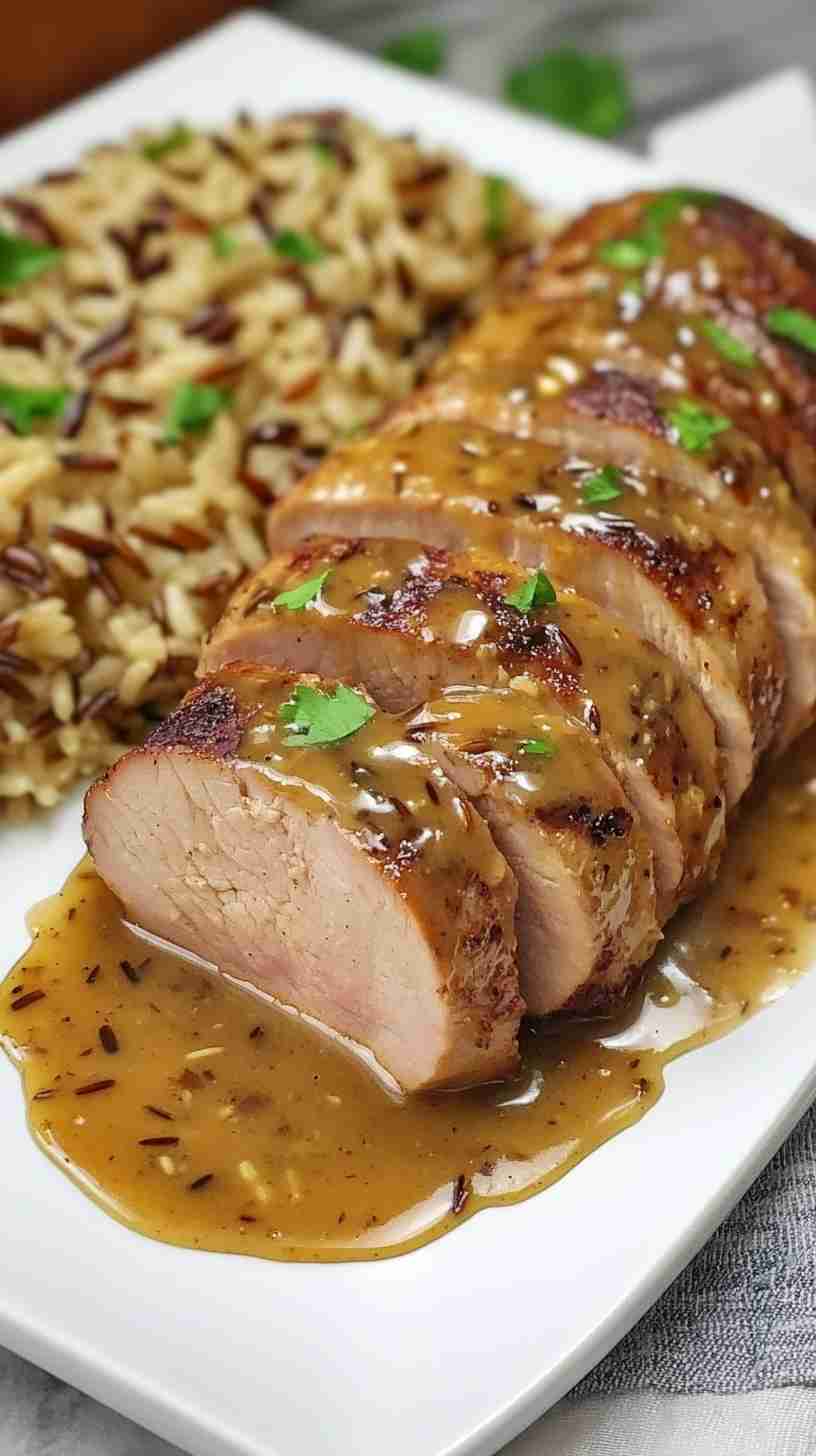 Slow Cooker Maple Dijon Glazed Pork Tenderloin