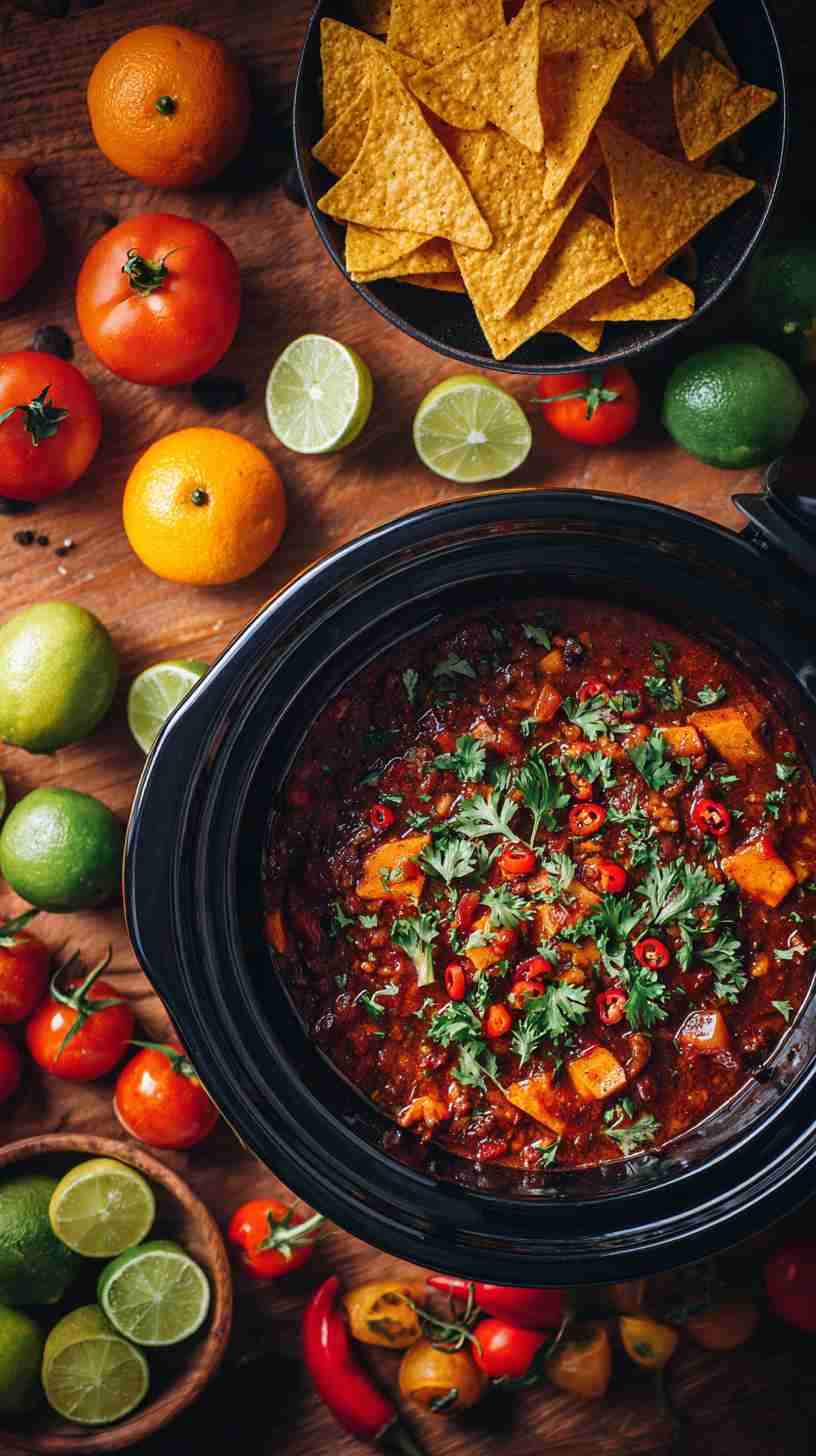 Spicy Crockpot Chicken Tortilla Soup