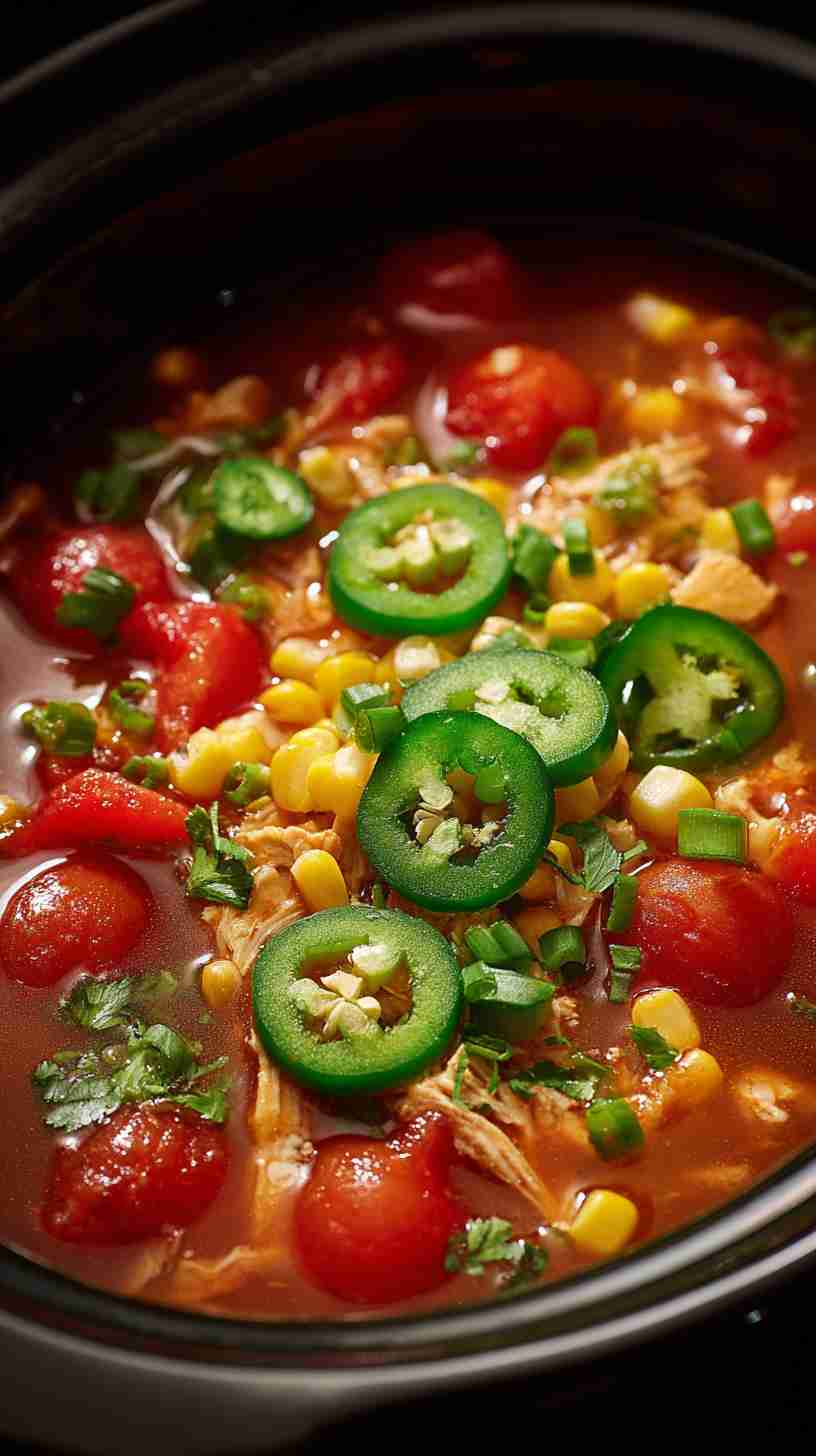 Spicy Crockpot Chicken Tortilla Soup