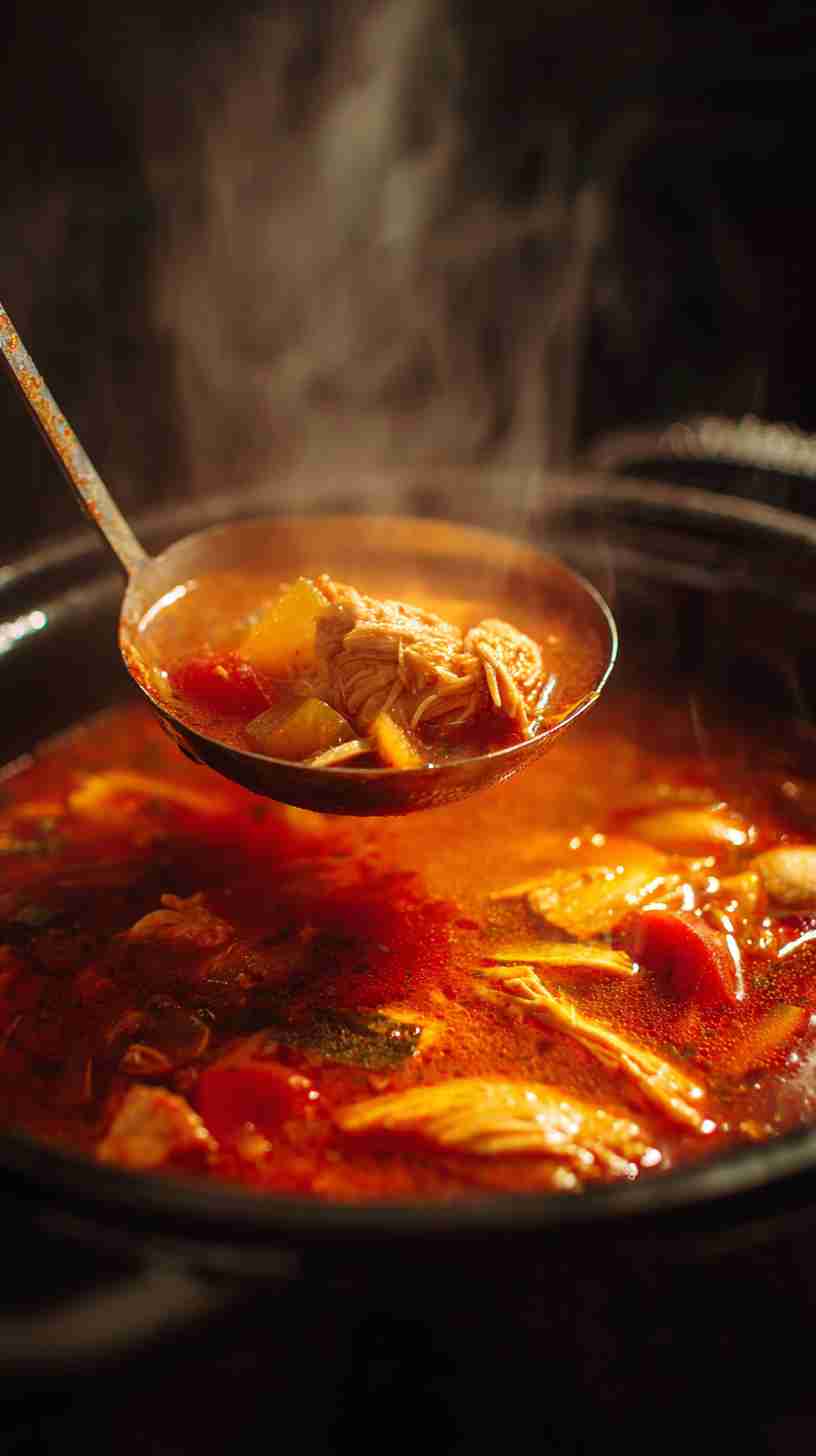 Spicy Crockpot Chicken Tortilla Soup