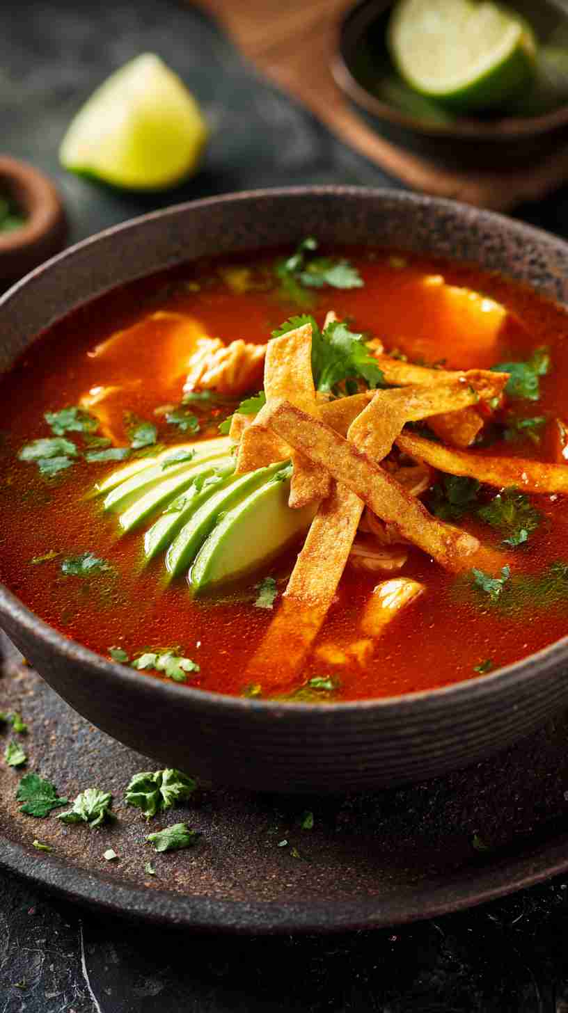 Spicy Crockpot Chicken Tortilla Soup