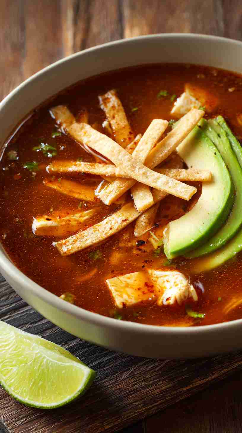 Spicy Crockpot Chicken Tortilla Soup