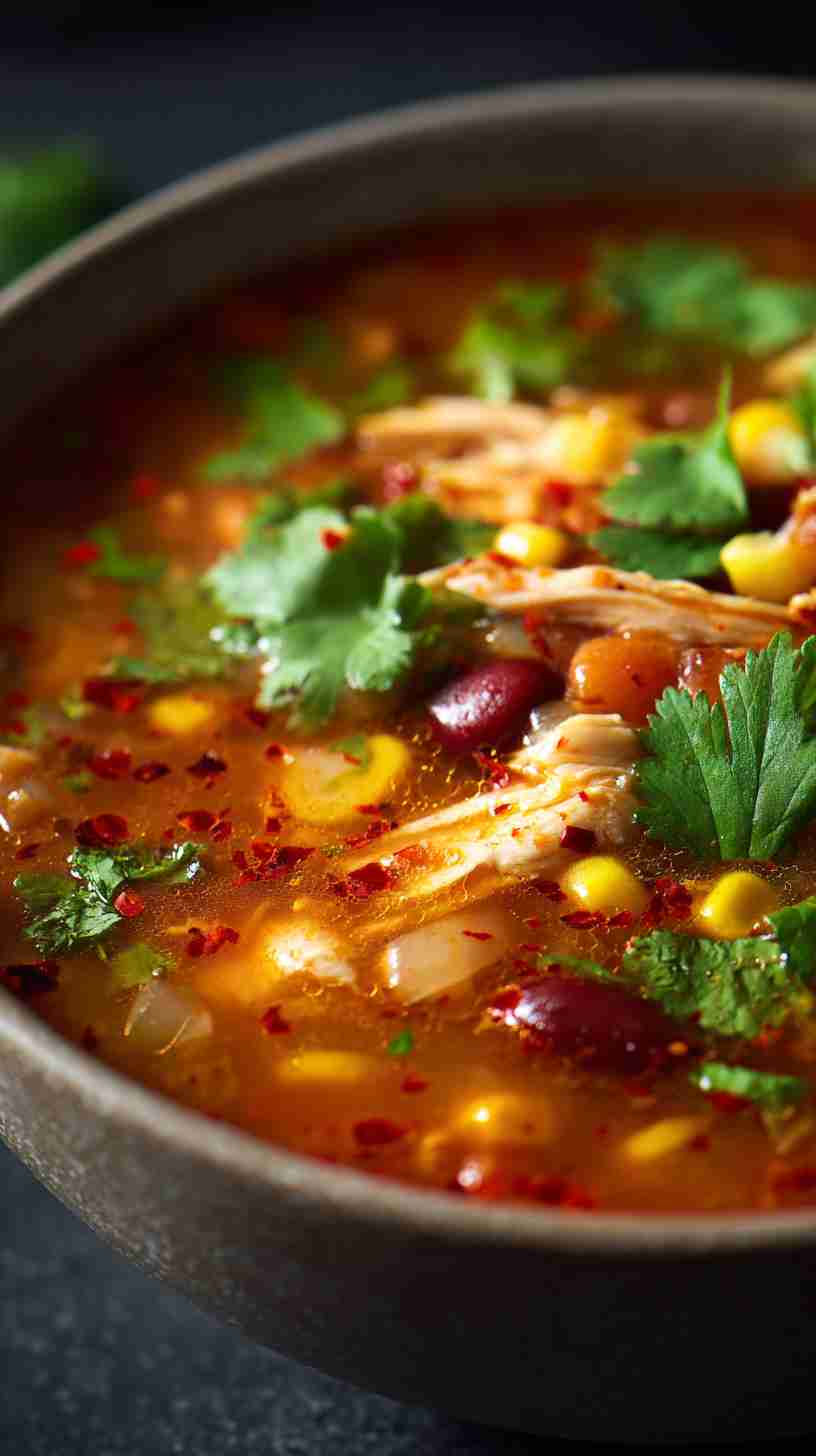 Spicy Crockpot Chicken Tortilla Soup