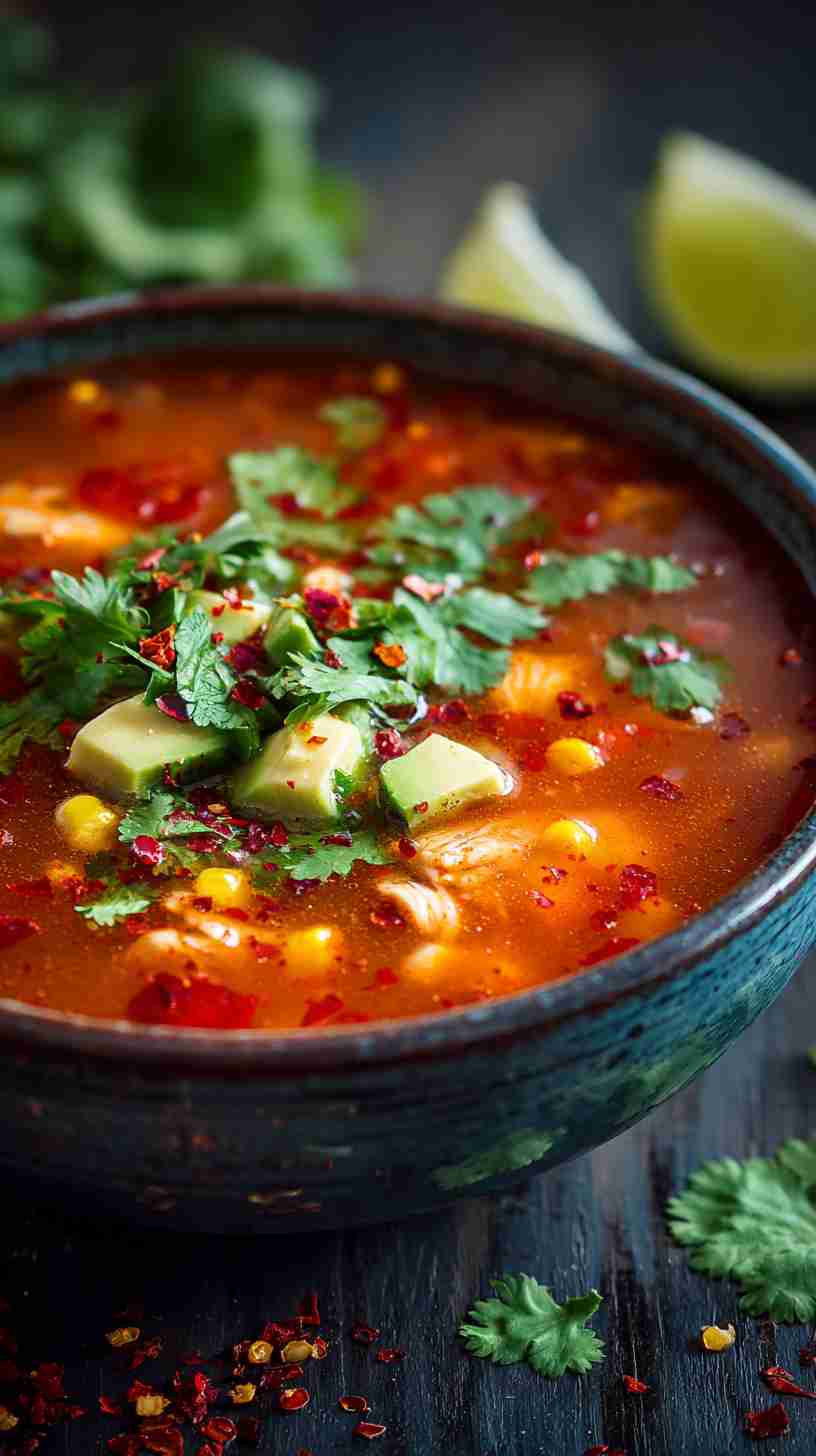 Spicy Crockpot Chicken Tortilla Soup