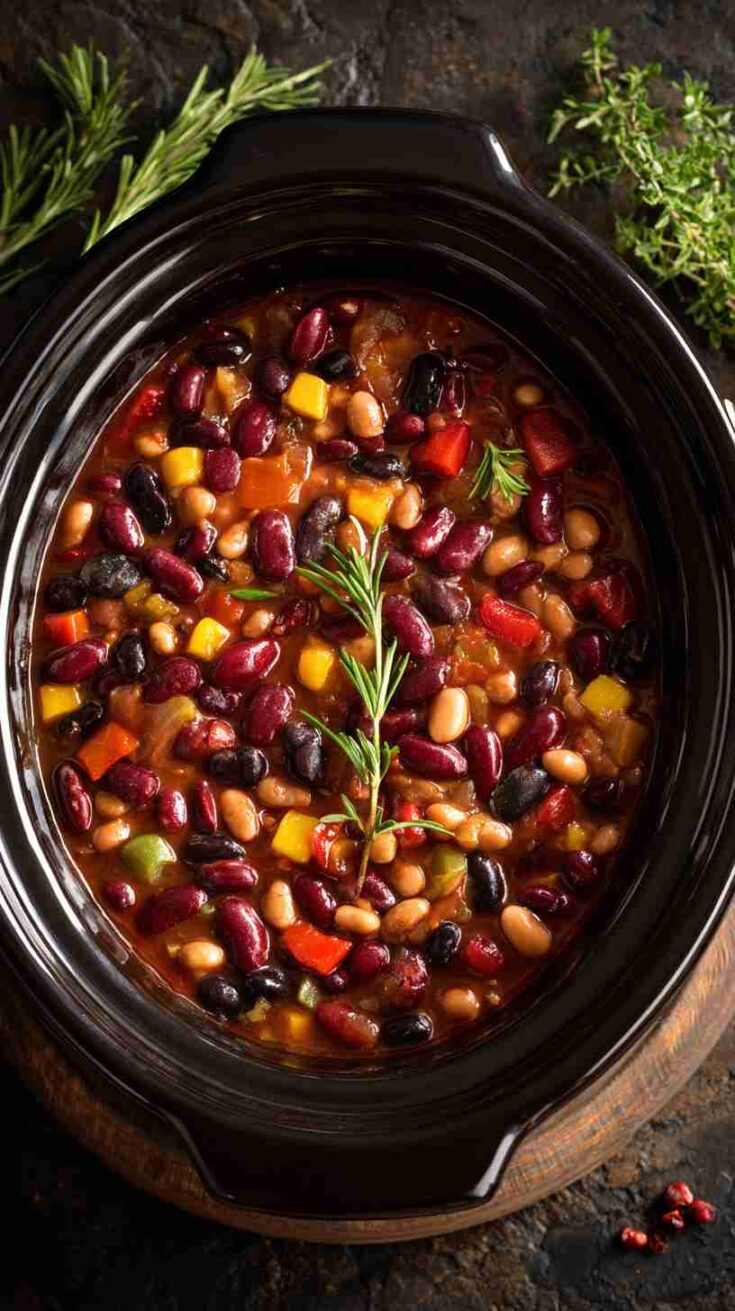 Vegetarian Crockpot Three-Bean Chili