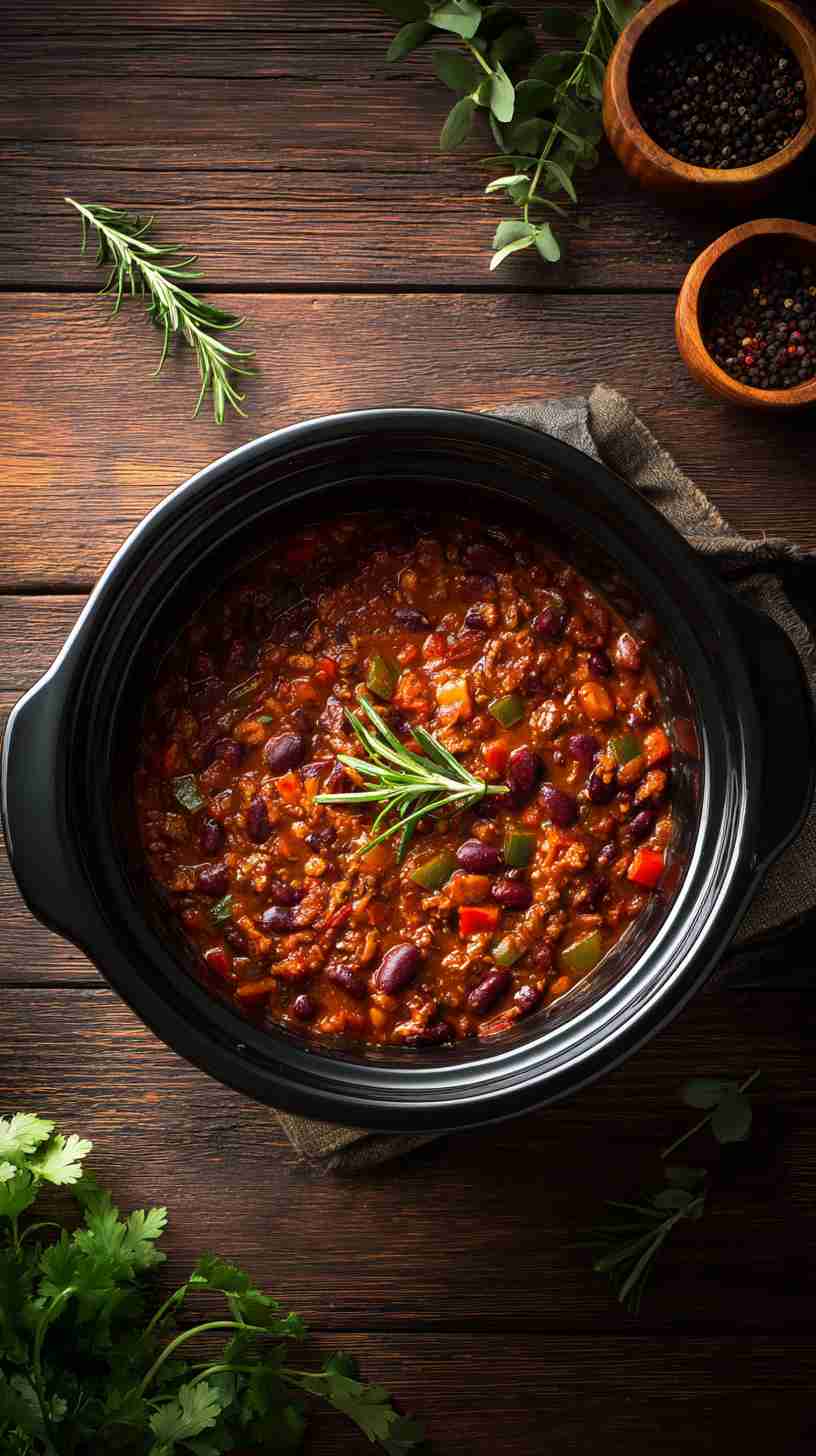 Vegetarian Crockpot Three-Bean Chili