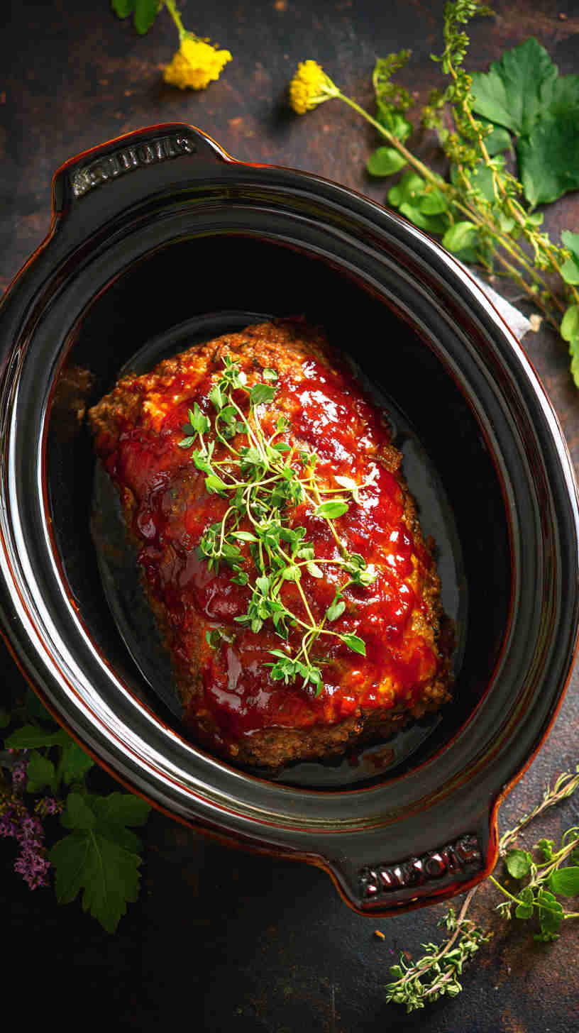 Crockpot Meatloaf with Tomato Glaze