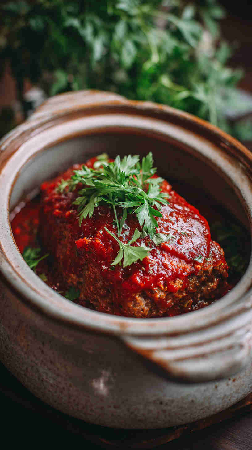 Crockpot Meatloaf with Tomato Glaze