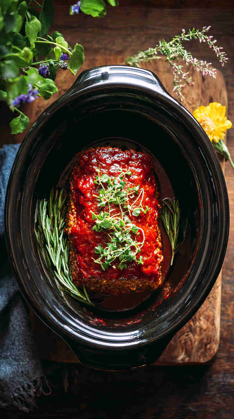 Crockpot Meatloaf with Tomato Glaze