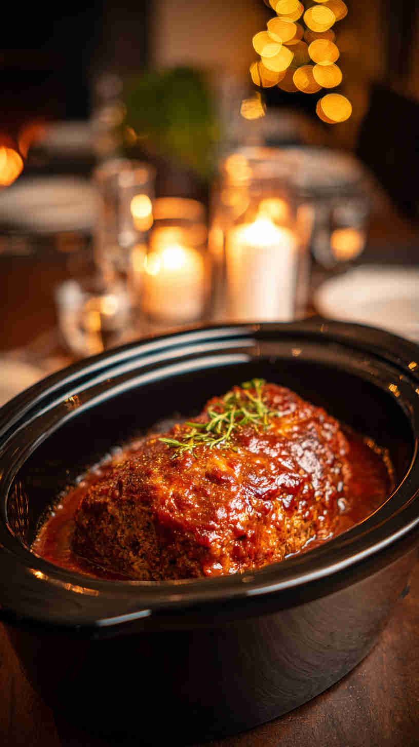 Crockpot Meatloaf with Tomato Glaze