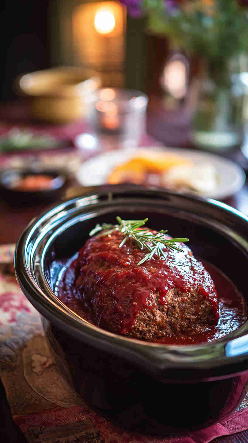 Crockpot Meatloaf with Tomato Glaze