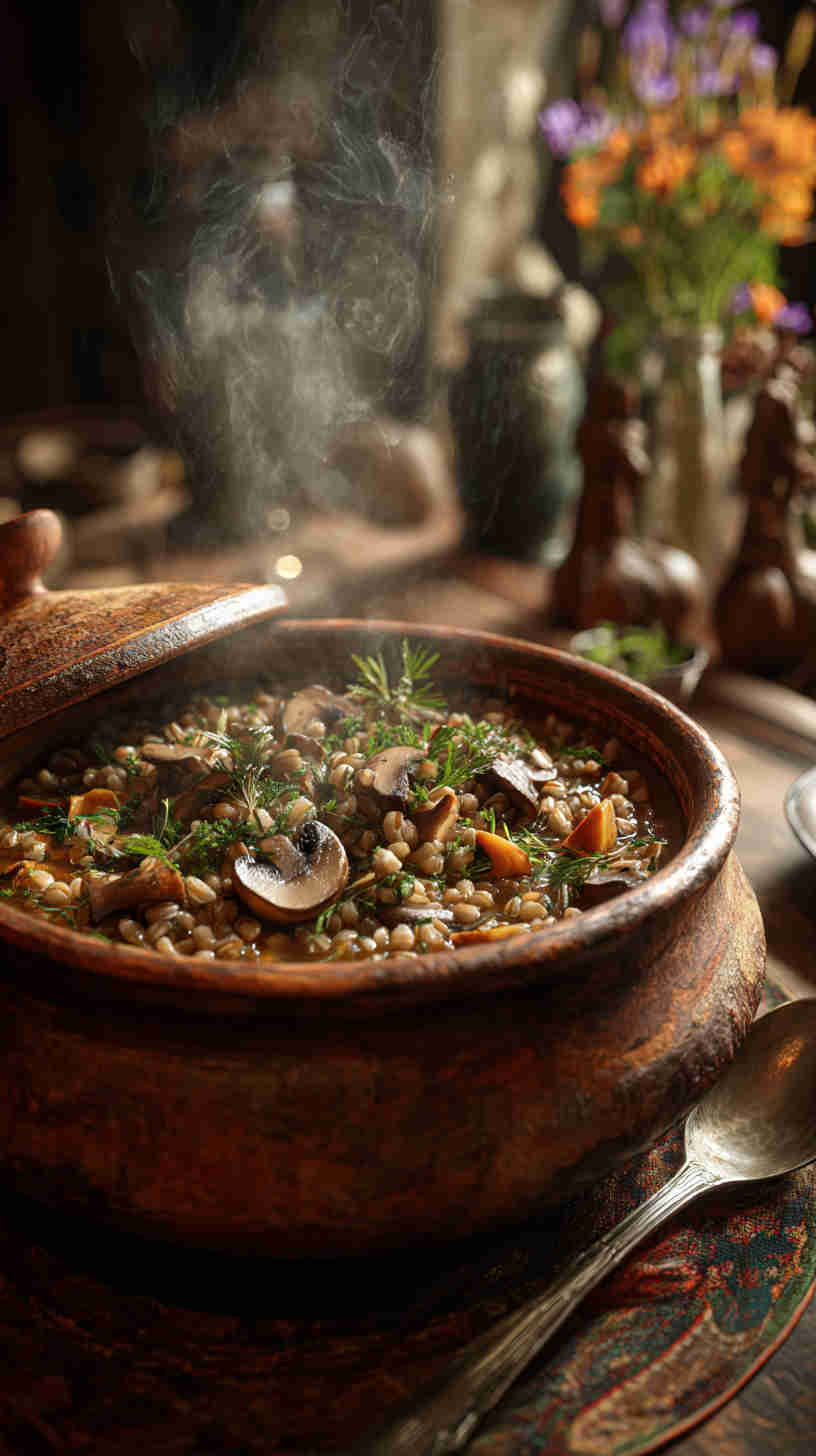 Crockpot Mushroom Barley Vegan Stew