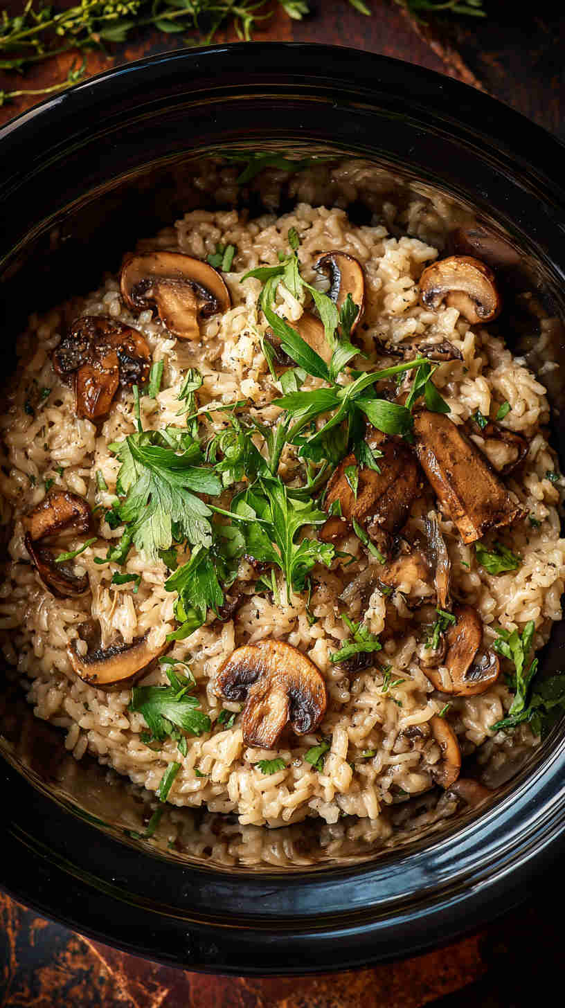 Crockpot Mushroom Risotto