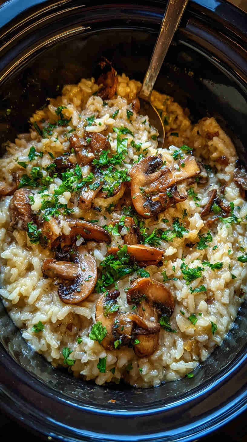 Crockpot Mushroom Risotto