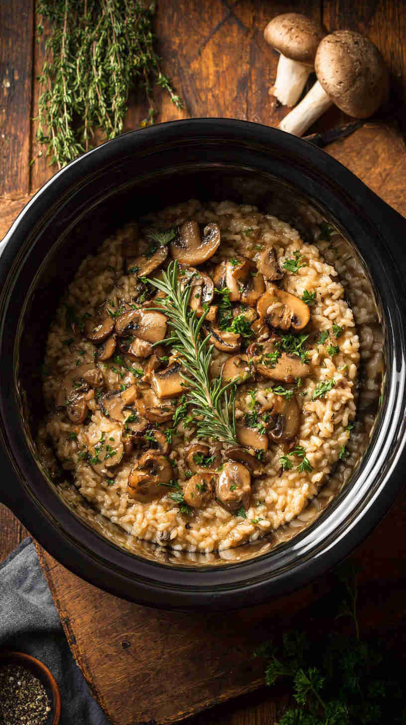 Crockpot Mushroom Risotto