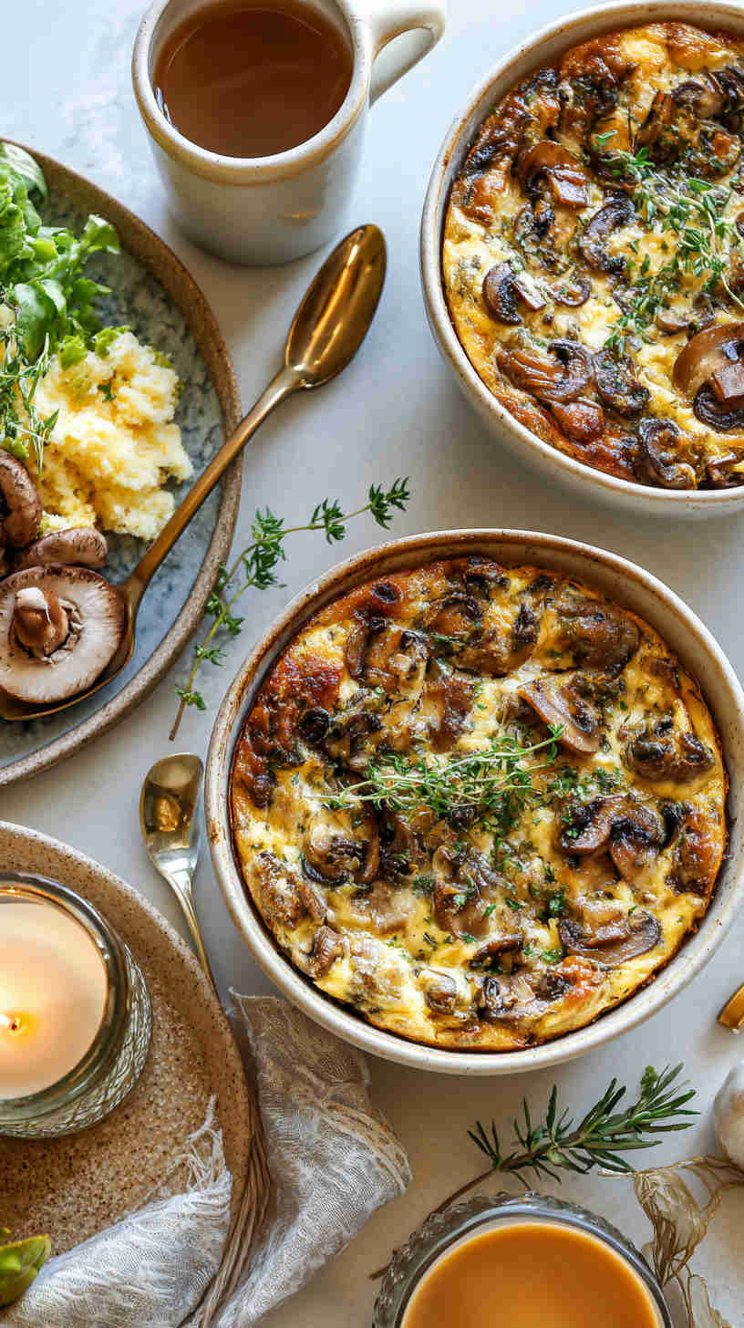 Crockpot Mushroom and Swiss Breakfast Casserole