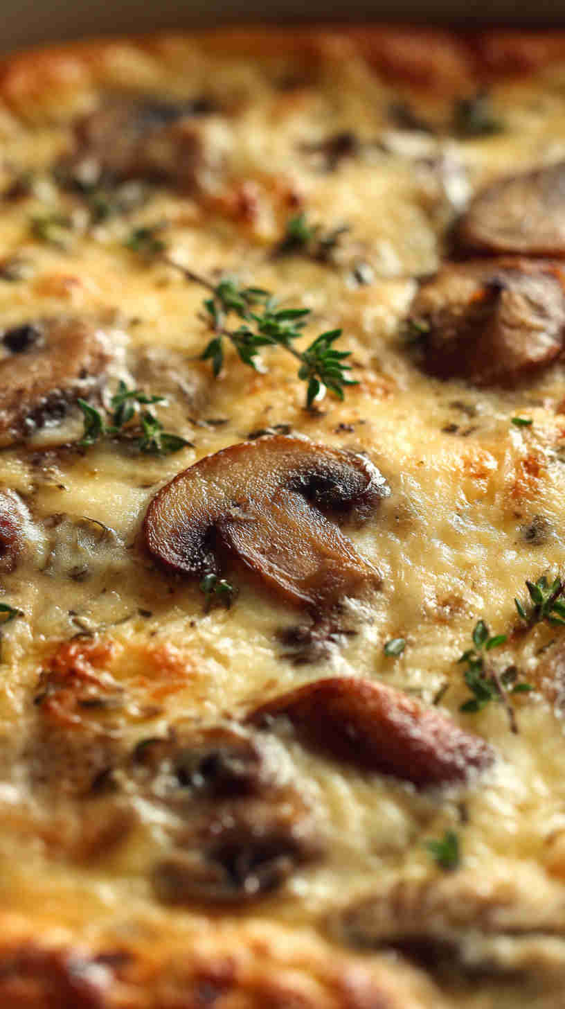 Crockpot Mushroom and Swiss Breakfast Casserole