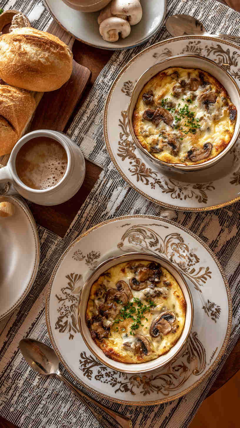 Crockpot Mushroom and Swiss Breakfast Casserole