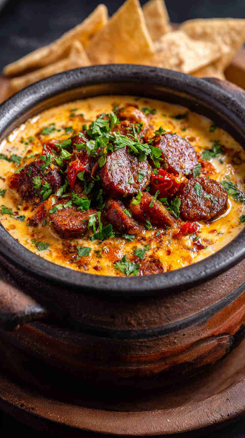 Crockpot Queso with Chorizo