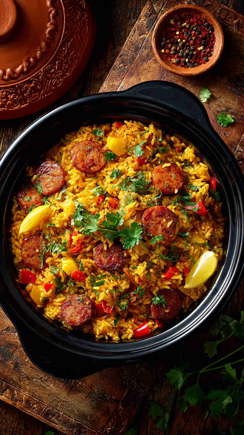 Crockpot Spanish Rice with Sausage
