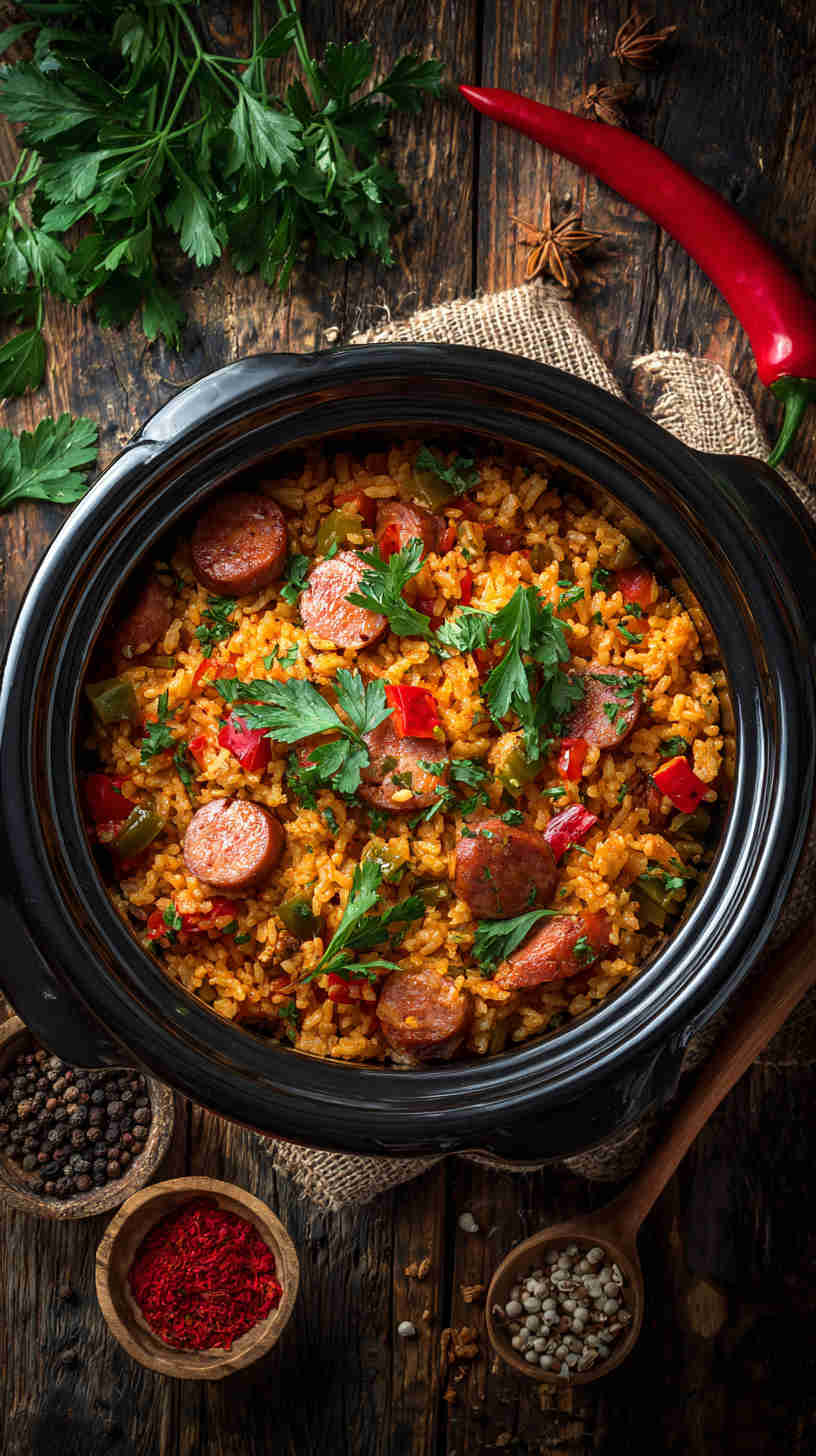 Crockpot Spanish Rice with Sausage