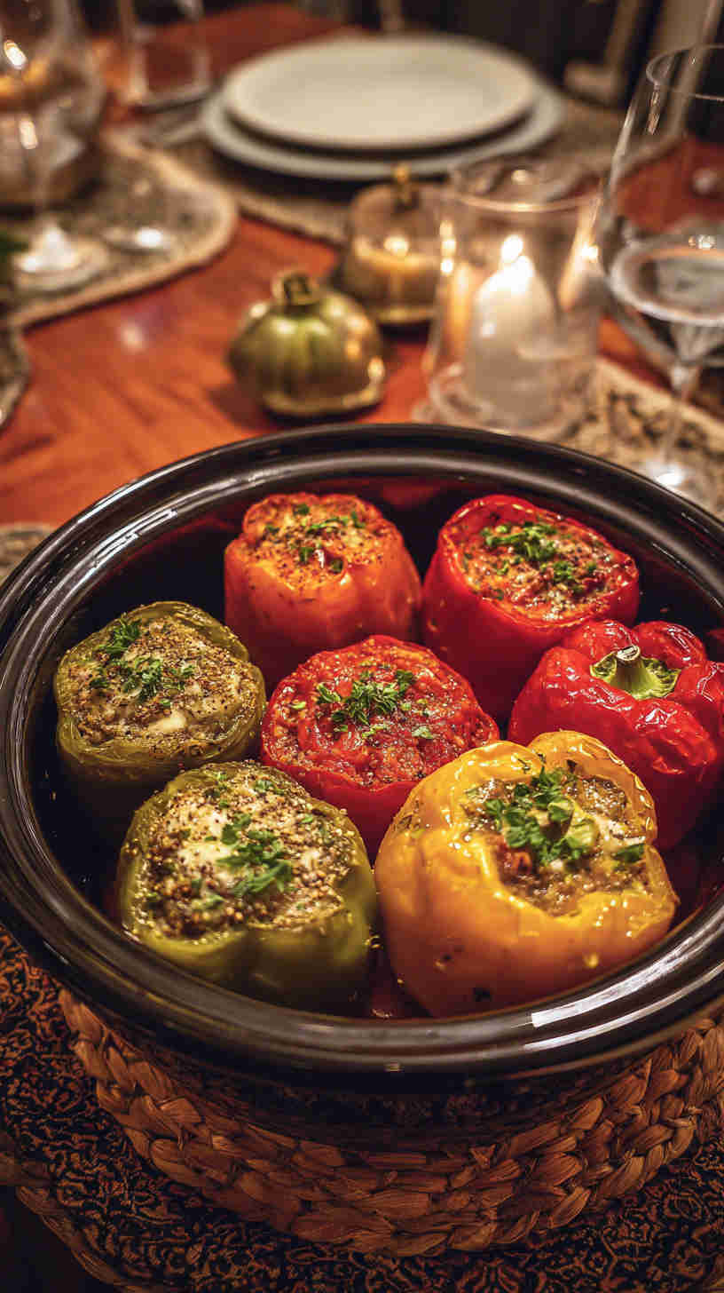 Crockpot Stuffed Bell Peppers with Quinoa