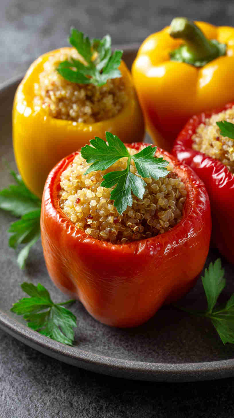 Crockpot Stuffed Bell Peppers with Quinoa
