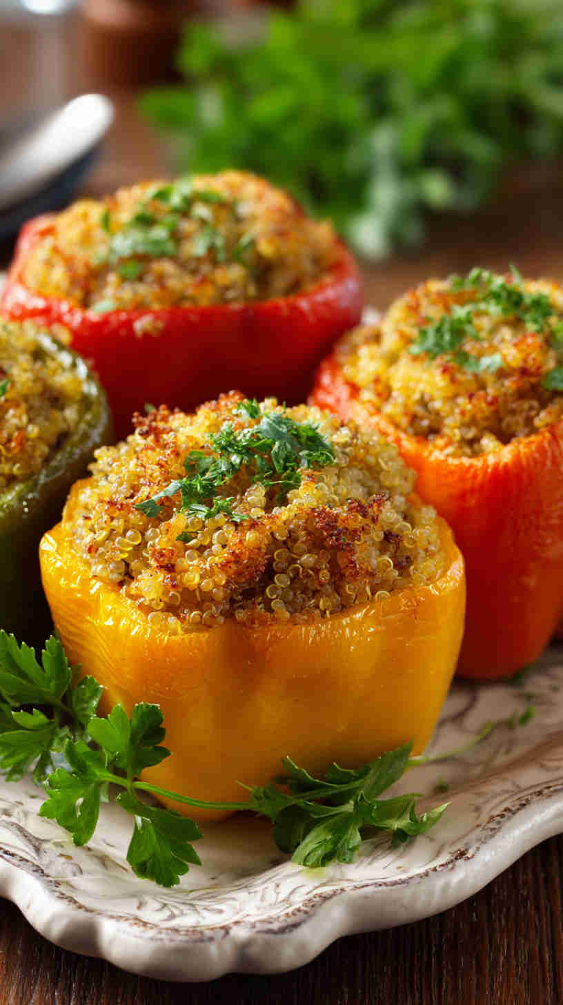 Crockpot Stuffed Bell Peppers with Quinoa