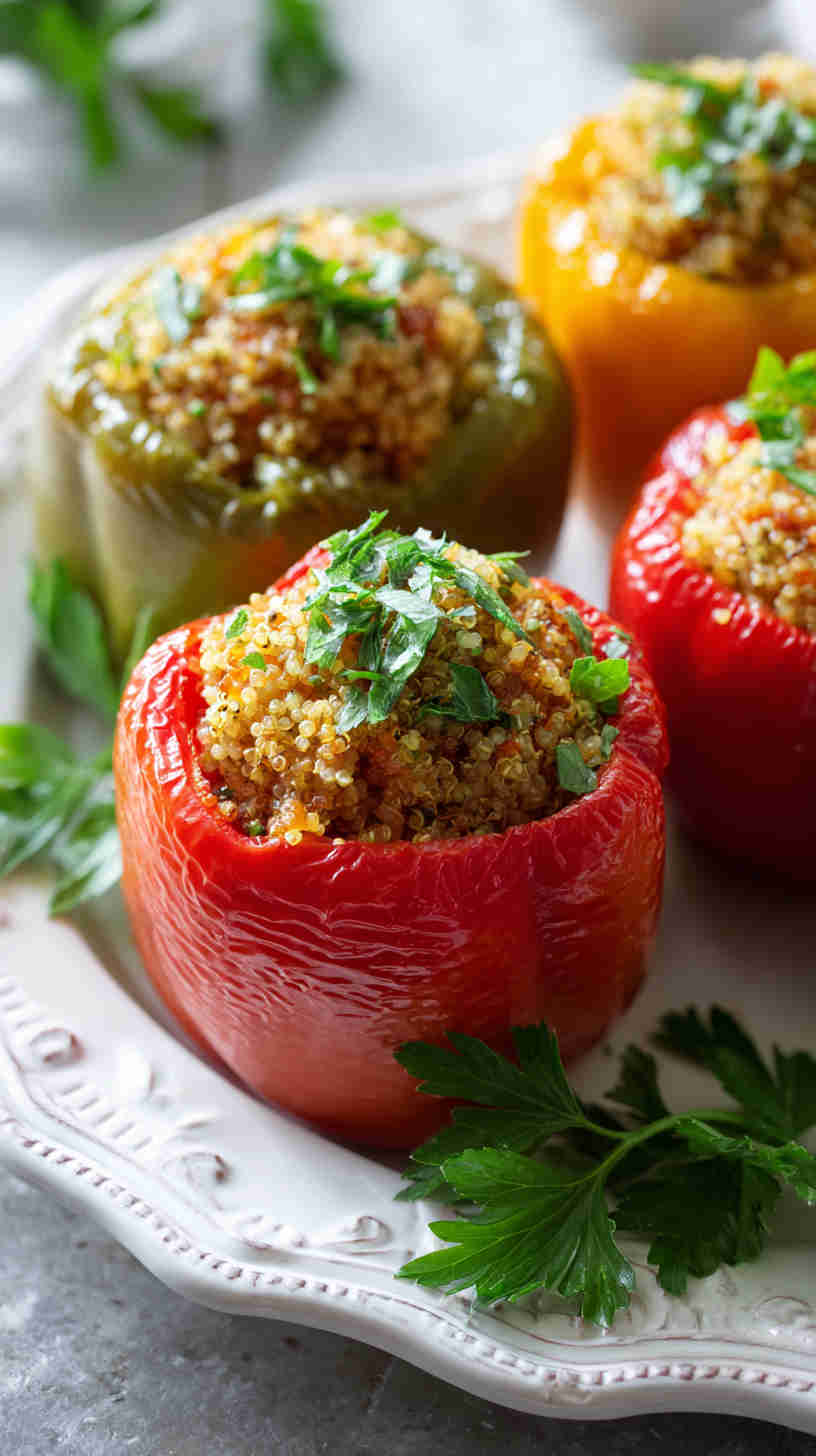 Crockpot Stuffed Bell Peppers with Quinoa