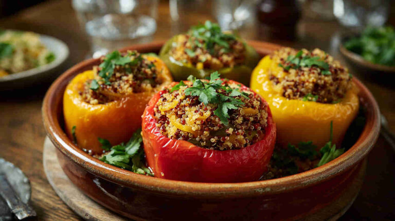 Crockpot Stuffed Bell Peppers with Quinoa