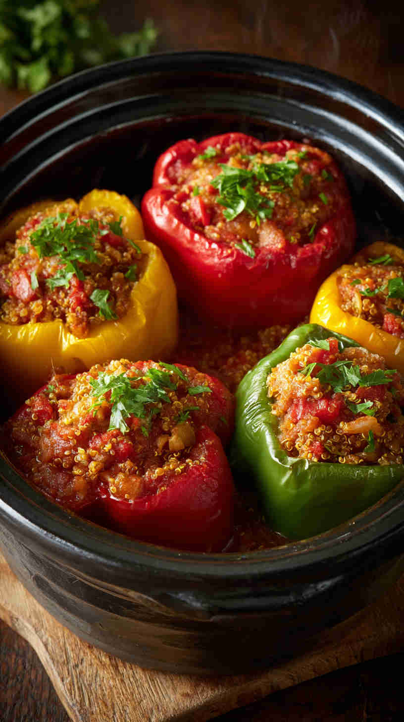 Crockpot Stuffed Bell Peppers with Quinoa