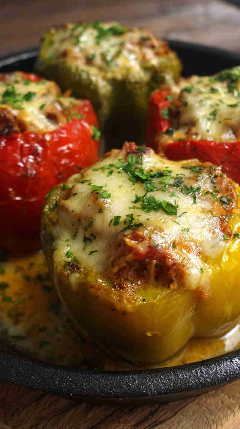 Crockpot Vegetarian Stuffed Peppers Casserole