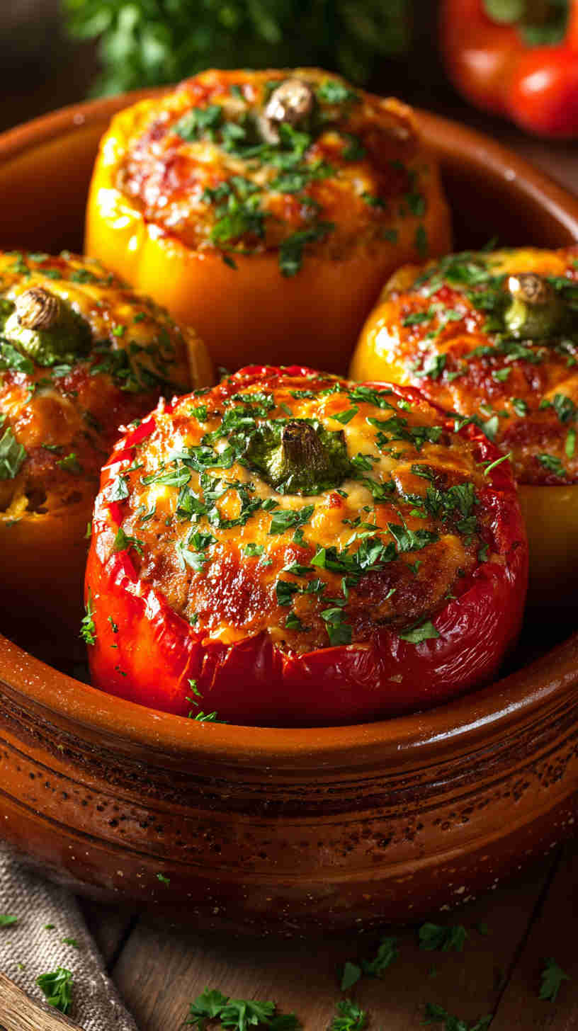 Crockpot Vegetarian Stuffed Peppers Casserole