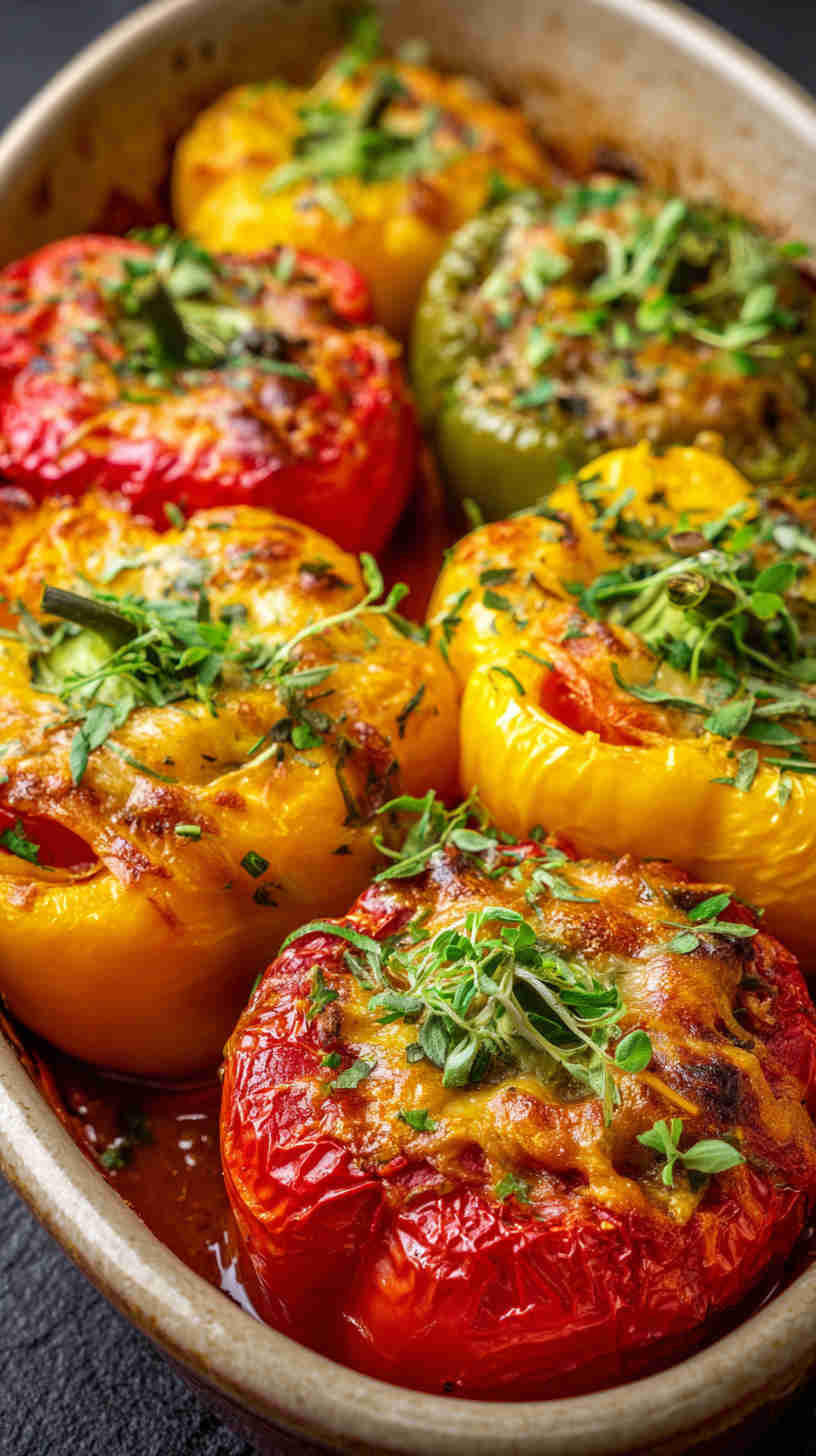 Crockpot Vegetarian Stuffed Peppers Casserole